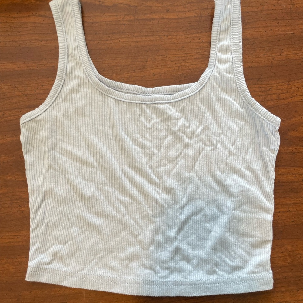 Shein light blue cropped tank top